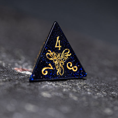 URWizards Dnd Engraved Blue Sandstone Dice Set Cthulhu Style - Urwizards