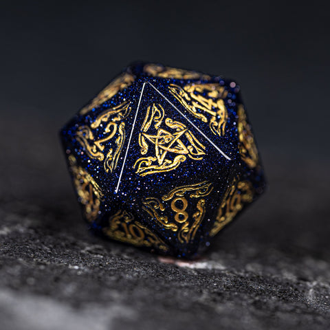 URWizards Dnd Engraved Blue Sandstone Dice Set Cthulhu Style - Urwizards