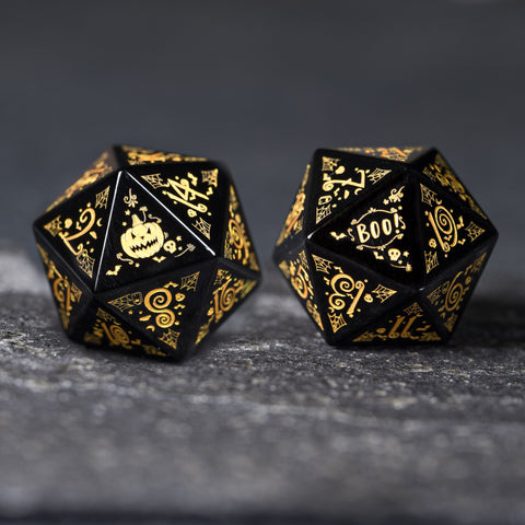 URWizards D&D Obsidian Engraved Dice Set Halloween Style - Urwizards
