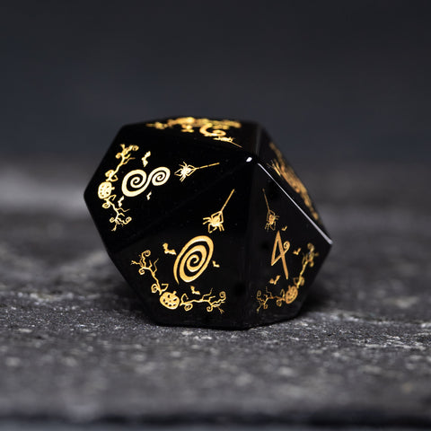 URWizards D&D Obsidian Engraved Dice Set Halloween Style - Urwizards