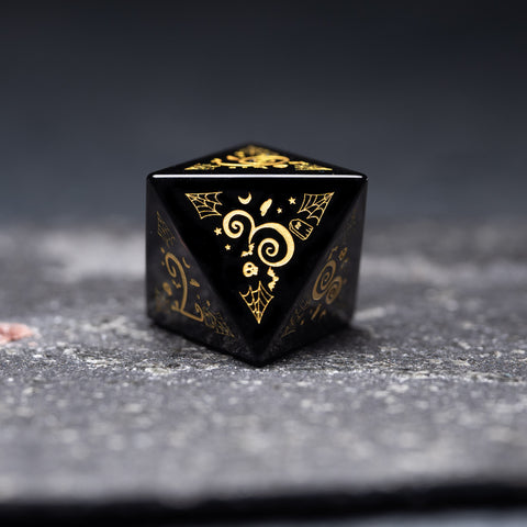 URWizards D&D Obsidian Engraved Dice Set Halloween Style - Urwizards