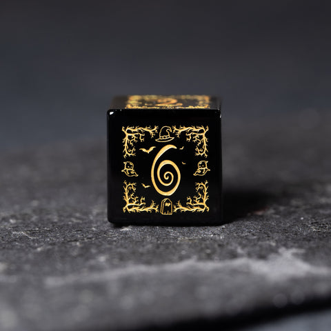 URWizards D&D Obsidian Engraved Dice Set Halloween Style - Urwizards