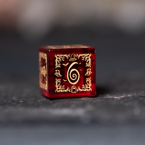 URWizards D&D Garnet Glass Engraved Dice Set Halloween Style - Urwizards