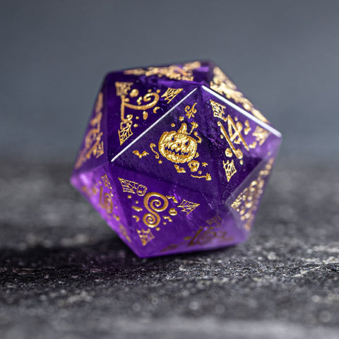 URWizards D&D Amethyst Engraved Dice Set Halloween Style - Urwizards