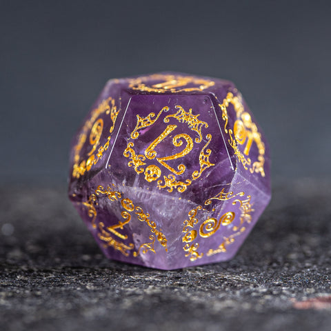 URWizards D&D Amethyst Engraved Dice Set Halloween Style - Urwizards