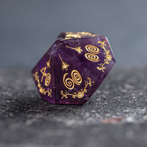 URWizards D&D Amethyst Engraved Dice Set Halloween Style - Urwizards