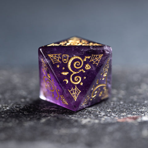 URWizards D&D Amethyst Engraved Dice Set Halloween Style - Urwizards