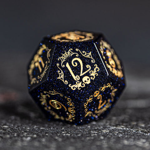 URWizards D&D Blue Sandstone Engraved Dice Set Halloween Style - Urwizards