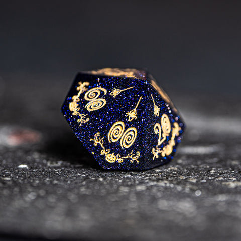 URWizards D&D Blue Sandstone Engraved Dice Set Halloween Style - Urwizards