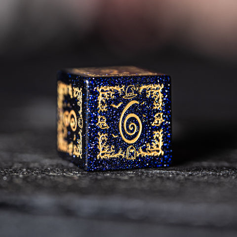 URWizards D&D Blue Sandstone Engraved Dice Set Halloween Style - Urwizards