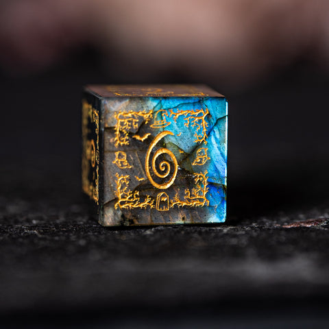 URWizards D&D Labradorite Engraved Dice Set Halloween Style - Urwizards