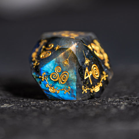 URWizards D&D Labradorite Engraved Dice Set Halloween Style - Urwizards