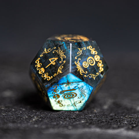 URWizards D&D Labradorite Engraved Dice Set Halloween Style - Urwizards