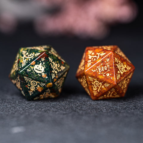 URWizards D&D Indian Agate Engraved Dice Set Halloween Style - Urwizards