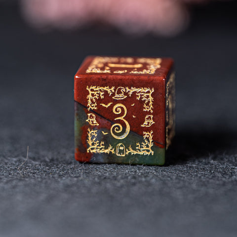 URWizards D&D Indian Agate Engraved Dice Set Halloween Style - Urwizards