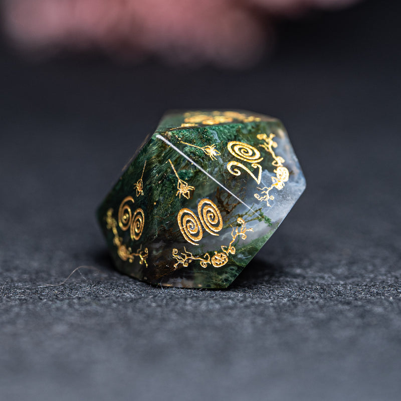 URWizards D&D Indian Agate Engraved Dice Set Halloween Style - Urwizards
