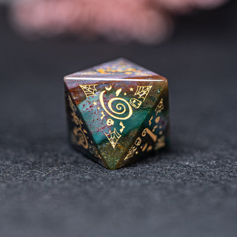 URWizards D&D Indian Agate Engraved Dice Set Halloween Style - Urwizards