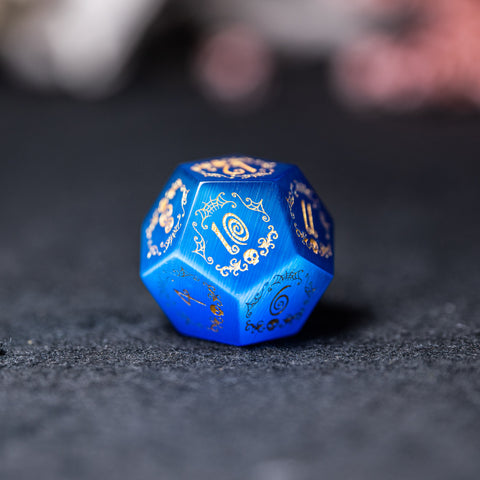 URWizards D&D Blue Cat's Eye Engraved Dice Set Halloween Style - Urwizards
