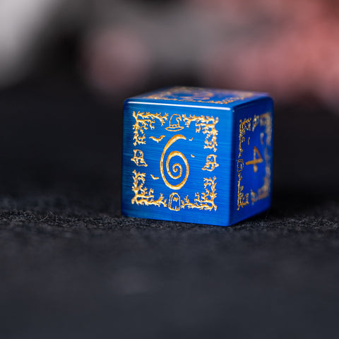 URWizards D&D Blue Cat's Eye Engraved Dice Set Halloween Style - Urwizards