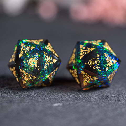 URWizards D&D Resin Dark Glitter Engraved Dice Set Halloween Style - Urwizards