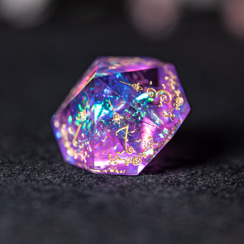 URWizards D&D Resin Purple Glitter Engraved Dice Set Halloween Style - Urwizards