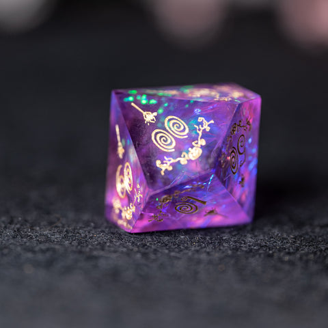 URWizards D&D Resin Purple Glitter Engraved Dice Set Halloween Style - Urwizards