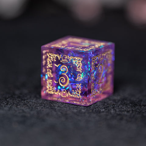 URWizards D&D Resin Purple Glitter Engraved Dice Set Halloween Style - Urwizards