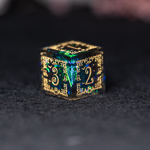 URWizards D&D Resin Dark Glitter Engraved Dice Set Halloween Style - Urwizards