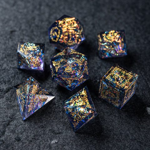 URWizards D&D Resin Night Neon Engraved Dice Set Halloween Style - Urwizards