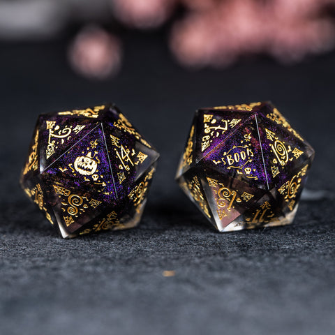URWizards D&D Resin Octarine Engraved Dice Set Halloween Style - Urwizards