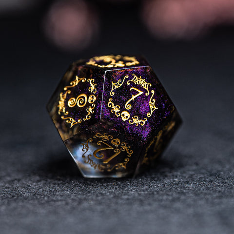 URWizards D&D Resin Octarine Engraved Dice Set Halloween Style - Urwizards