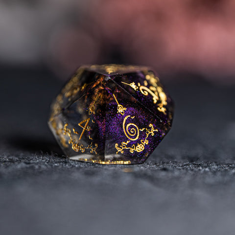 URWizards D&D Resin Octarine Engraved Dice Set Halloween Style - Urwizards
