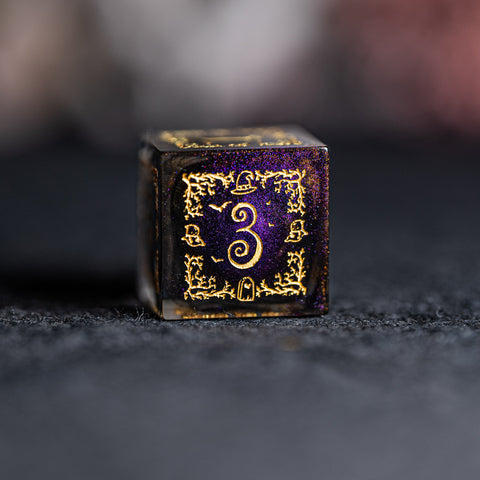 URWizards D&D Resin Octarine Engraved Dice Set Halloween Style - Urwizards