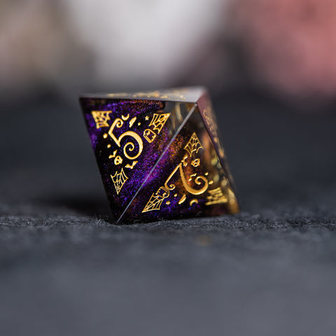 URWizards D&D Resin Octarine Engraved Dice Set Halloween Style - Urwizards