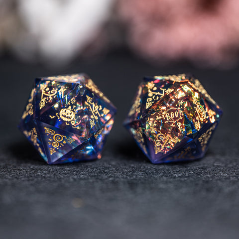 URWizards D&D Resin Night Neon Engraved Dice Set Halloween Style - Urwizards