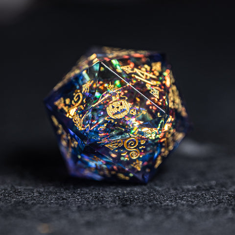 URWizards D&D Resin Night Neon Engraved Dice Set Halloween Style - Urwizards