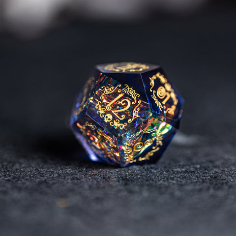 URWizards D&D Resin Night Neon Engraved Dice Set Halloween Style - Urwizards