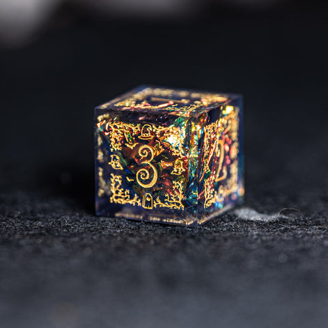 URWizards D&D Resin Night Neon Engraved Dice Set Halloween Style - Urwizards