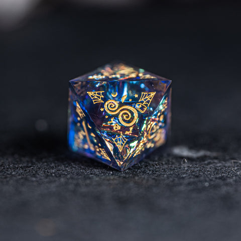 URWizards D&D Resin Night Neon Engraved Dice Set Halloween Style - Urwizards