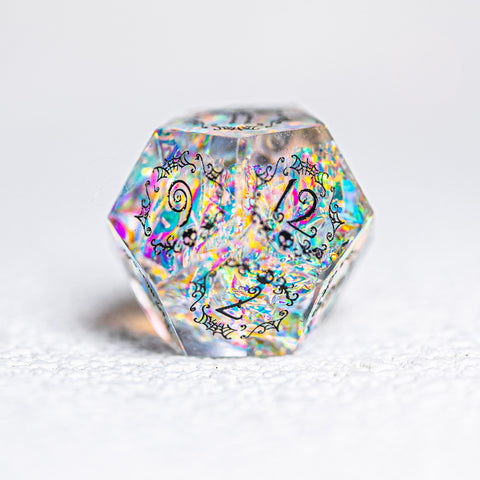 URWizards D&D Resin Opal Engraved Dice Set Halloween Style - Urwizards