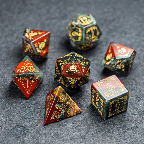 URWizards D&D Bloodstone Engraved Dice Set Halloween Style - Urwizards
