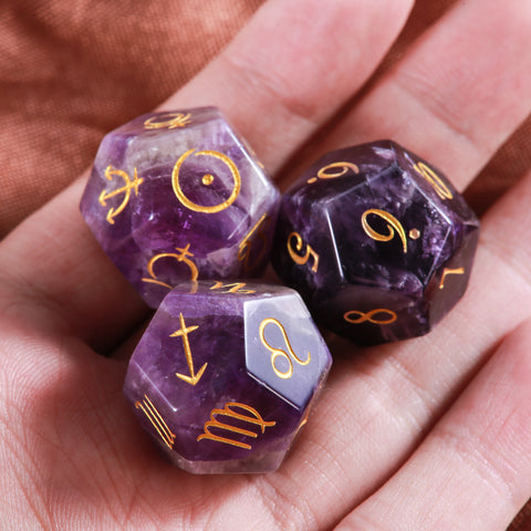 URWizards Engraved Amethyst Dice Astro/Divination Dice - Urwizards