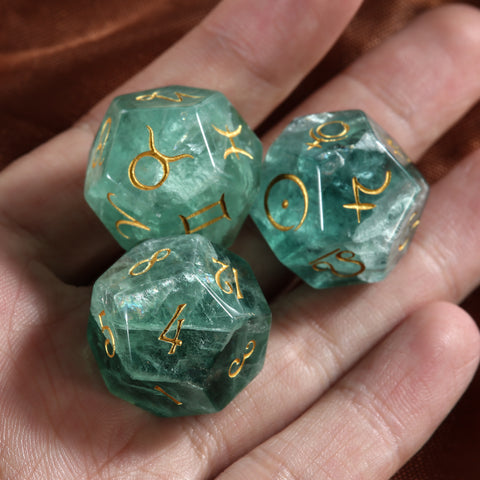 URWizards Engraved Green Fluorite Dice Astro/Divination Dice - Urwizards