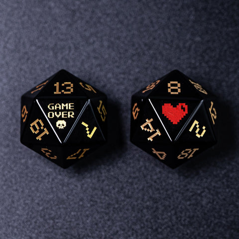 URWizards D&D Obsidian Engraved Dice Set Pixel Art RPG - Urwizards