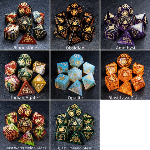 URWizards D&D Amethyst Engraved Dice Set Halloween Style - Urwizards