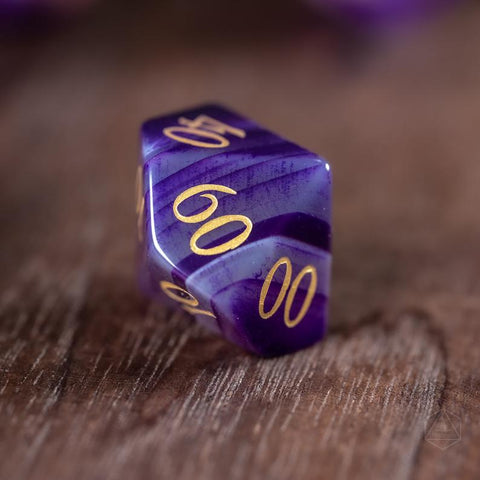 URWizards D&D Purple Agate Gemstone Engraved Dice Set - Urwizards