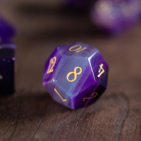URWizards D&D Purple Agate Gemstone Engraved Dice Set - Urwizards