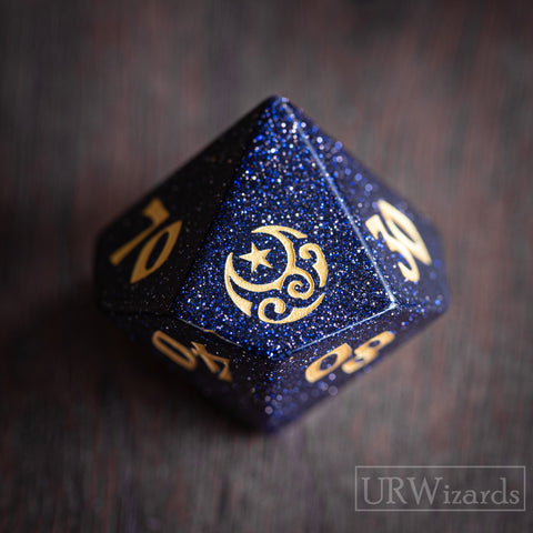 Dnd Blue Sandstone Engraved Dice Set Moon Star Style - Urwizards