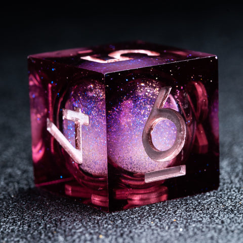 URWizards D&D Starry Liquid Heart Resin Engraved Dice Set Wine - Urwizards