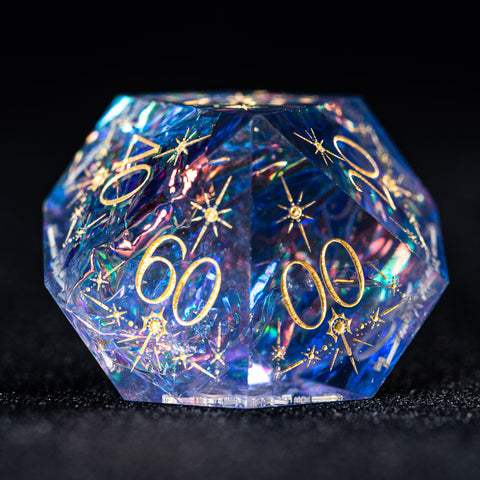 URWizards D&D Resin Night Neon Glitter Engraved Dice Set Cleric Style - Urwizards